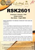 RSK2601 Assignment 1 &lpar;COMPLETE ANSWERS&rpar; Semester 1 2026 - DUE 1 April 2026
