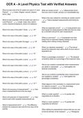 OCR A - A Level Physics Test with Verified Answers