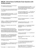 NBCSN - School Nurse Certification Exam Questions with Verified Answers