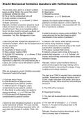 NCLEX Mechanical Ventilation Questions with Verified Answers
