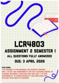 LCR4803 ASSIGNMENT 1 & 2 FOR SEMESTER 1 2026 - FULL MEMO