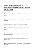 NR 602 WEEK 5 EVALUATION OF MARGINALIZED WOMEN PRACTICE SET 2026 FULL SOLUTION