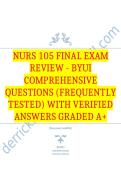 NURS 105 Final Exam Review - BYUI Comprehensive Questions &lpar;Frequently Tested&rpar; with Verified Answers Graded A&plus;