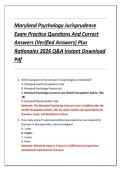 Maryland Psychology Jurisprudence  Exam Practice Questions And Correct  Answers &lpar;Verified Answers&rpar; Plus  Rationales 2026 Q&A Instant Download  Pdf 