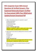 NYC Carpenter Exam With Actual Questions & Verified Answers&comma; Plus Explained Rationales&sol;Expert Verified For Guaranteed 100&percnt; Pass 2026&sol;Latest Update&sol;Instant Download Pdf
