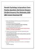 Nevada Psychology Jurisprudence Exam  Practice Questions And Correct Answers  &lpar;Verified Answers&rpar; Plus Rationales 2026  Q&A Instant Download Pdf 