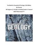 Test Bank for Essentials Of Geology 13th Edition By Pearson &vert; All Chapters &lpar;1-24&rpar; &vert;Q& As Verified&vert; Grade A&plus; Assured &vert; ISBN 9780134663777