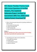 NYC Master Plumber Practice Exam With Actual Questions & Verified Answers&comma; Plus Explained Rationales&sol;Expert Verified For Guaranteed 100&percnt; Pass 2026&sol;Latest Update&sol;Instant Download Pdf