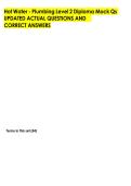 Hot Water - Plumbing Level 2 Diploma Mock Qs  UPDATED ACTUAL QUESTIONS AND      CORRECT ANSWERS 