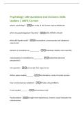 Psychology 100 Questions and Answers 2026  Update &vert; 100&percnt; Correct   what is psychology&quest; - the study of the human mind and behavior  when was psychology born&quest; by who&quest; - 1879&comma; Wilhelm Wundt  What did Wundt study&quest; - Structuralism&comma; consciousness and subjective