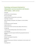Psychology and Research Methods for  Independent Learners Questions and Answers  2026 Update &vert; 100&percnt; Correct 