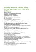 Psychology Perspectives&comma; Subfields&comma; and Key  Concepts Questions and Answers 2026 Update &vert;  100&percnt; Correct  
