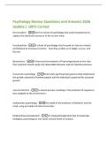 Psychology Review Questions and Answers 2026  Update &vert; 100&percnt; Correct  