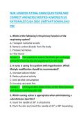 NUR 105 Week 8 Final Exam Questions and Correct Answers &ndash; Nursing Fundamentals Review