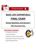 BASIC LIFE SUPPORT FINAL EXAM 3 Actual Questions and Answers  100&percnt; Guarantee Pass 