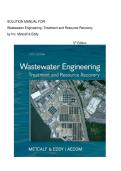 SOLUTION MANAUL For Wastewater Engineering&colon; Treatment and Resource Recovery 5th Edition by Inc&period; Metcalf & Eddy&vert; Latest Edition 
