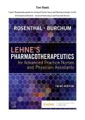 Test Bank Lehne's Pharmacotherapeutics for Advanced Practice Nurses and Physician Assistants&comma; 3rd Ed&period;  By Rosenthal and Burchum &ndash; Advanced Pharmacology Exam Preparation Resource