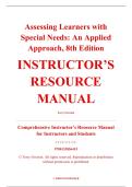 Instructor&rsquo;s Resource Manual &ndash; Assessing Learners with Special Needs&colon; An Applied Approach&comma; 8th Edition &ndash; Terry Overton &ndash; ISBN 9780133856415 &lpar;Chapters 1&ndash;13 Covered&rpar;