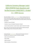 California Cemetery Manager Latest  2026 UPDATED Exam Questions and  Verified Answers &lpar;2026&sol;2027&rpar; &vert; Graded  A&plus; &vert; 100&percnt; Success 