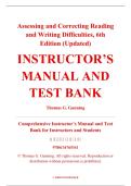 Instructor&rsquo;s Manual and Test Bank &ndash; Assessing and Correcting Reading and Writing Difficulties&comma; 6th Edition &lpar;Updated&rpar; &ndash; Thomas G&period; Gunning &ndash; ISBN 9780134765341 &lpar;Chapters 1&ndash;15 Covered&rpar;
