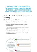WGU D664 FINAL EXAM STUDY GUIDE&colon; NEUROSCIENCE AND LEARNING OVERVIEW&vert; &lpar;LATEST 2026&sol;2027 UPDATE&rpar; QUESTIONS WITH ANSWERS &vert; GRADE A &vert; 100&percnt; CORRECT
