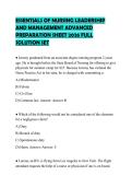 ESSENTIALS OF NURSING LEADERSHIP AND MANAGEMENT ADVANCED PREPARATION SHEET 2026 FULL SOLUTION SET