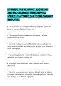 ESSENTIALS OF NURSING LEADERSHIP AND MANAGEMENT FINAL REVIEW SCRIPT 2026 TESTED QUESTIONS CORRECT RESPONSES
