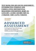 Test Bank for Advanced Assessment&colon; Interpreting Findings and Formulating Differential Diagnoses 5th Edition by Mary Jo Goolsby & Laurie Grubbs ISBN 1719645930 &sol; 978‑1719645935 &ndash; Complete Chapters