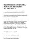 EXCEL CRASH COURSE EXAM 259 ACTUAL TEST PAPER 2026 QUESTIONS WITH SOLUTIONS GRADED A&plus;