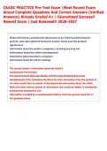 CAADC PRACTICE Pre-Test Exam Most Recent Exam  Actual Complete Questions And Correct Answers &lpar;Verified  Answers&rpar; Already Graded A&plus; &vert; Guaranteed Success&excl;&excl;  Newest Exam &vert; Just Released&excl;&excl; 2026-2027  