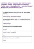 LCDC TEXAS ACTUAL FINAL EXAM 2026-2027Most Recent  Exam Actual Complete Questions And Correct Answers  &lpar;Verified Answers&rpar; Already Graded A&plus; &vert; Guaranteed Success&excl;&excl;  Newest Exam &vert; Just Released&excl;&excl; 2026-2027 