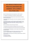 ACE GROUP FITNESS EXAM-PRACTICE QUESTIONS AND ANSWERS  WITH CORRECT  SOLUTIONS 100&percnt;