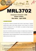 MRL3702 Assignment 2 &lpar;COMPLETE ANSWERS&rpar; Semester 1 2026 - DUE  April 2026
