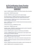 ALTA Certification Exam Practice Questions And Correct Answers 2026&sol;2027