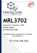 MRL3702 Assignment 2 &lpar;DETAILED ANSWERS&rpar; Semester 1 2026 - DISTINCTION GUARANTEED