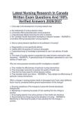 Latest Nursing Research In Canada Written Exam Questions And 100&percnt; Verified Answers 2026&sol;2027