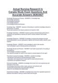 Package deal for t Nursing Research In Canada  Nursing Research In Canada Complete Exam Questions And Correct Answers &lpar;100&percnt; Guaranteed Pass&rpar; 2026&sol;2027