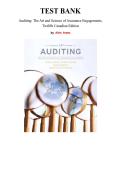 Test Bank for Auditing&colon; The Art and Science of Assurance Engagements&comma; Twelfth Canadian Edition&comma; by Alvin A&period; Arens&comma; Chapters 1-21 &vert; All Chapters 