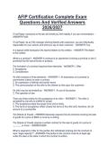 Package deal for AFIP Certification AFIP Certification Study Guide Exam Questions And 100&percnt; Verified Answers 2026&sol;2027
