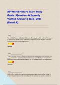 AP World History Exam Study Guide &vert; Questions & Expertly Verified Answers &vert; 2026 &vert; 2027 &lpar;Rated A&rpar;    