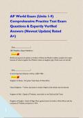 AP World Exam &lpar;Units 1-9&rpar; Comprehensive Practice Test Exam Questions & Expertly Verified Answers &lpar;Newest Update&vert; Rated A&plus;&rpar;   