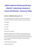 NUR2513 Maternal-Child Nursing Final Exam 2026&sol;2027&colon; Verified Grade A Questions & Answers with Rationales &ndash; Rasmussen College