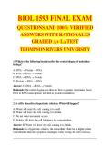 BIOL 1593 FINAL EXAM 2026&sol;2027 QUESTIONS AND 100&percnt; VERIFIED  ANSWERS WITH RATIONALES  GRADED A&plus; LATEST   THOMPSON RIVERS UNIVERSITY