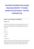 Club Pilates Final Written Exam Complete Study Guide 2026&sol;2027&colon; 110 Verified Questions & Correct Answers &ndash; Instructor Certification Prep