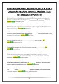 AP US HISTORY FINAL EXAM STUDY GUIDE 2026 &ndash; QUESTIONS &plus; EXPERT VERIFIED ANSWERS &ndash; LATEST 2025&sol;2026 UPDATE&excl;&excl;&excl;&excl;&excl;