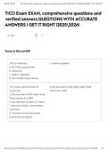 TICO Exam EXAM&comma; comprehensive questions and verified answers QUESTIONS WITH ACCURATE ANSWERS &vert; GET IT RIGHT &vert;20252026&excl;