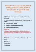 PROPERTY & CASUALTY INSURANCE EXAM&vert; CORRECT ANSWERS WITH RATIONALES&period; A&plus; GUARANTEED SUCCESS