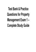 Test Bank Practice Questions Property Management Exam 1 Complete Study Guide Real Estate Exam Prep 2025&sol; 2026