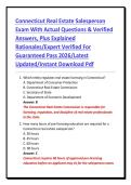 Connecticut Real Estate Salesperson Exam With Actual Questions & Verified Answers&comma; Plus Explained Rationales&sol;Expert Verified For Guaranteed Pass 2026&sol;Latest Updated&sol;Instant Download Pdf