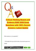 Critical Thinking Reason and Evidence D265 2026 &ndash; 150 Exam Questions & 100&percnt; Correct Answers &ndash; Logic&comma; Fallacies & Argument Analysis